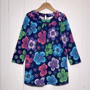 HANNA ANDERSSON EUC 100% Cotton Floral Print Long Sleeve Dress